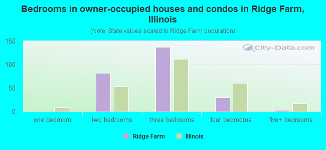 Bedrooms in owner-occupied houses and condos in Ridge Farm, Illinois