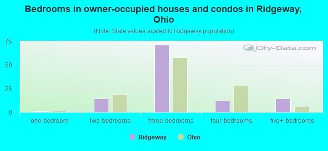 Bedrooms in owner-occupied houses and condos in Ridgeway, Ohio