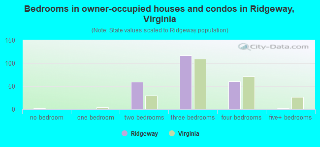 Bedrooms in owner-occupied houses and condos in Ridgeway, Virginia