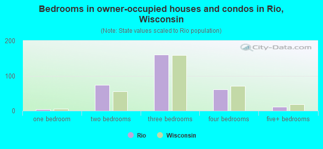 Bedrooms in owner-occupied houses and condos in Rio, Wisconsin