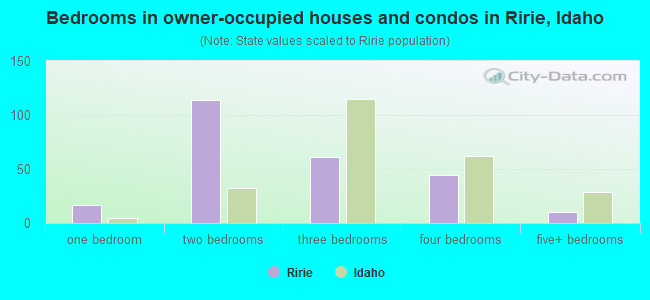 Bedrooms in owner-occupied houses and condos in Ririe, Idaho