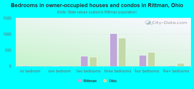 Bedrooms in owner-occupied houses and condos in Rittman, Ohio