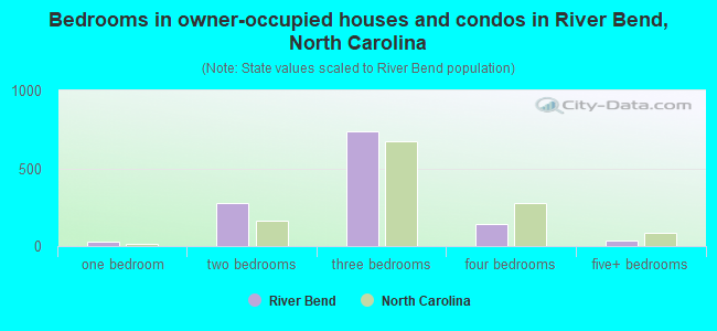 Bedrooms in owner-occupied houses and condos in River Bend, North Carolina