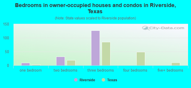 Bedrooms in owner-occupied houses and condos in Riverside, Texas