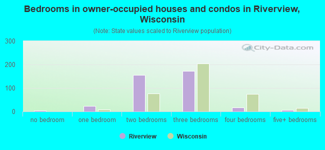 Bedrooms in owner-occupied houses and condos in Riverview, Wisconsin