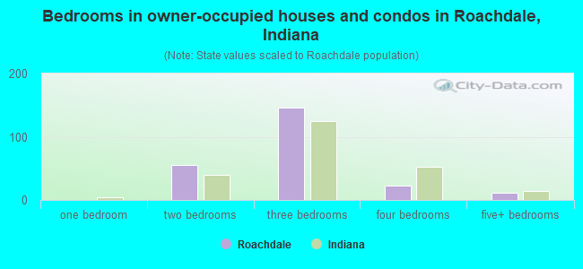 Bedrooms in owner-occupied houses and condos in Roachdale, Indiana