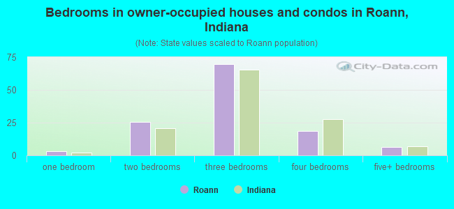 Bedrooms in owner-occupied houses and condos in Roann, Indiana