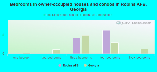 Bedrooms in owner-occupied houses and condos in Robins AFB, Georgia