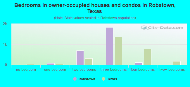 Bedrooms in owner-occupied houses and condos in Robstown, Texas