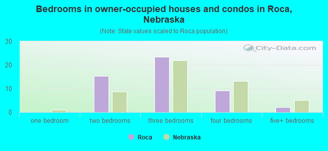 Bedrooms in owner-occupied houses and condos in Roca, Nebraska