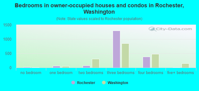 Bedrooms in owner-occupied houses and condos in Rochester, Washington