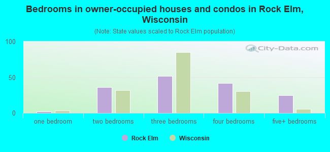 Bedrooms in owner-occupied houses and condos in Rock Elm, Wisconsin