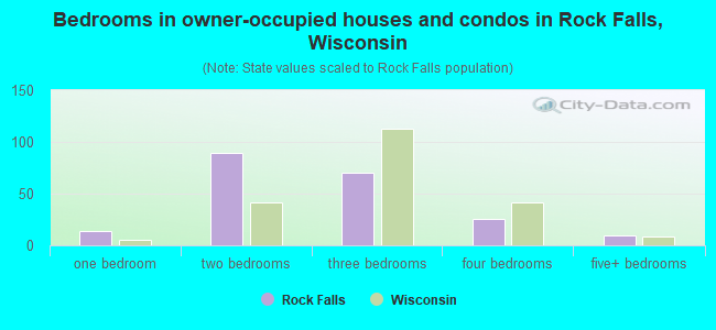 Bedrooms in owner-occupied houses and condos in Rock Falls, Wisconsin