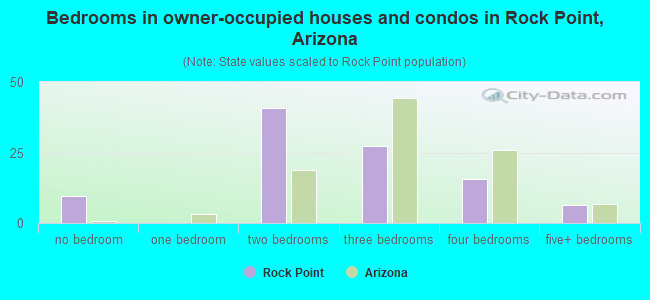 Bedrooms in owner-occupied houses and condos in Rock Point, Arizona