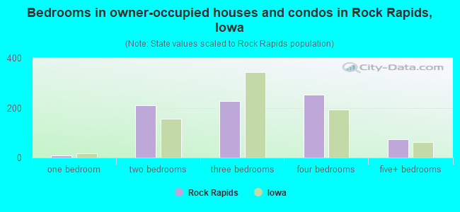 Bedrooms in owner-occupied houses and condos in Rock Rapids, Iowa