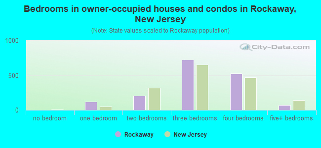 Bedrooms in owner-occupied houses and condos in Rockaway, New Jersey