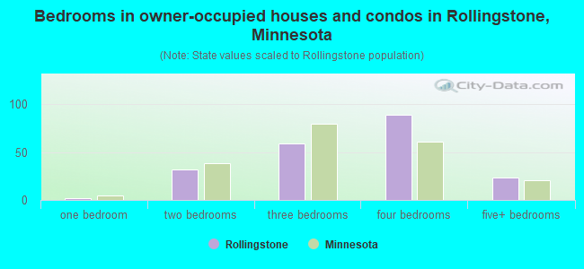 Bedrooms in owner-occupied houses and condos in Rollingstone, Minnesota