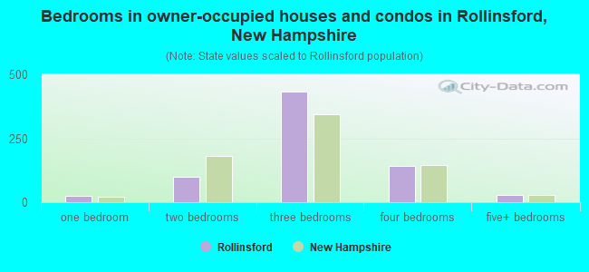Bedrooms in owner-occupied houses and condos in Rollinsford, New Hampshire