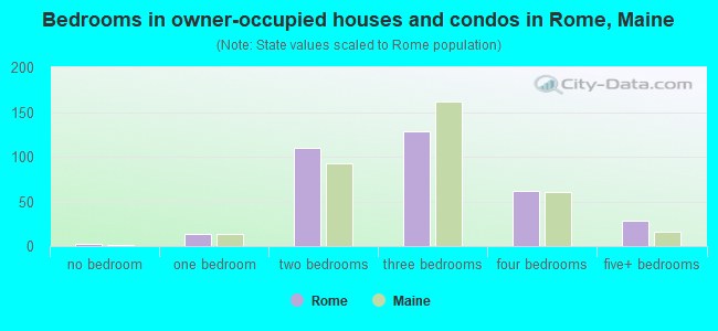 Bedrooms in owner-occupied houses and condos in Rome, Maine
