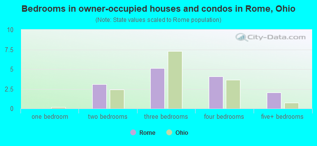 Bedrooms in owner-occupied houses and condos in Rome, Ohio