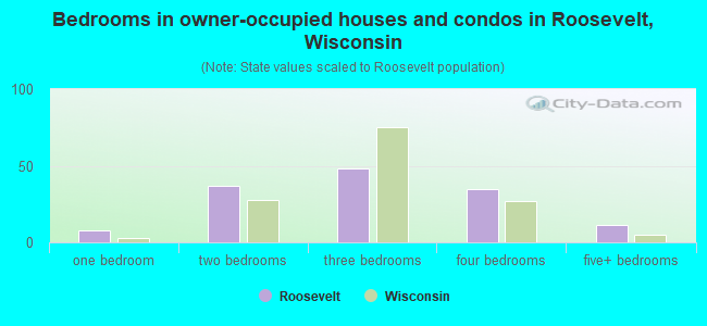 Bedrooms in owner-occupied houses and condos in Roosevelt, Wisconsin