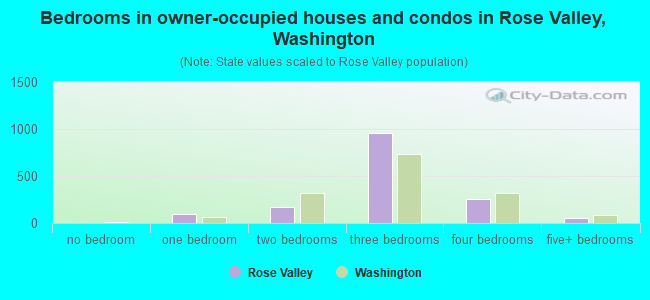 Bedrooms in owner-occupied houses and condos in Rose Valley, Washington