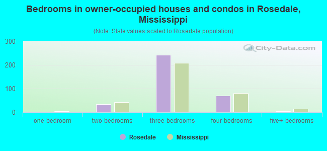 Bedrooms in owner-occupied houses and condos in Rosedale, Mississippi
