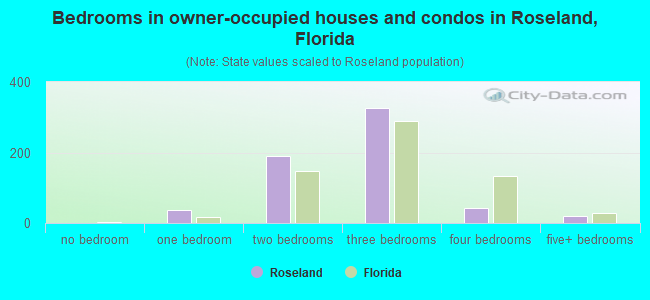 Bedrooms in owner-occupied houses and condos in Roseland, Florida