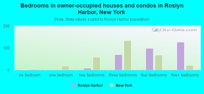 Bedrooms in owner-occupied houses and condos in Roslyn Harbor, New York