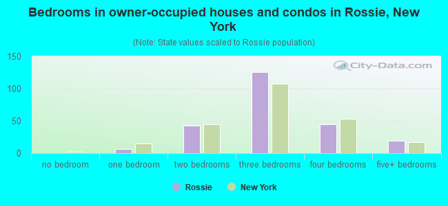 Bedrooms in owner-occupied houses and condos in Rossie, New York