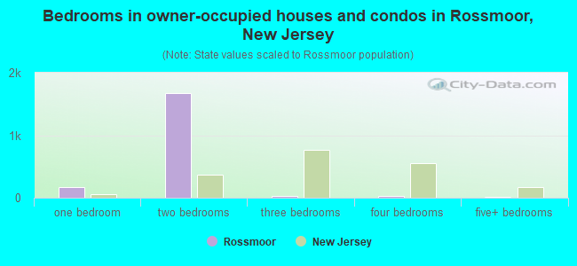 Bedrooms in owner-occupied houses and condos in Rossmoor, New Jersey