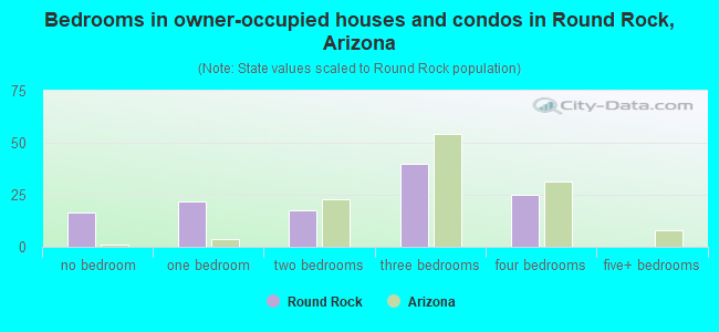 Bedrooms in owner-occupied houses and condos in Round Rock, Arizona