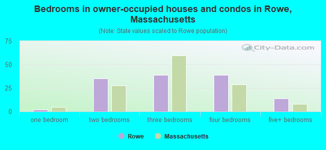 Bedrooms in owner-occupied houses and condos in Rowe, Massachusetts