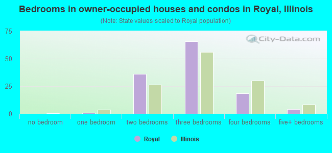 Bedrooms in owner-occupied houses and condos in Royal, Illinois