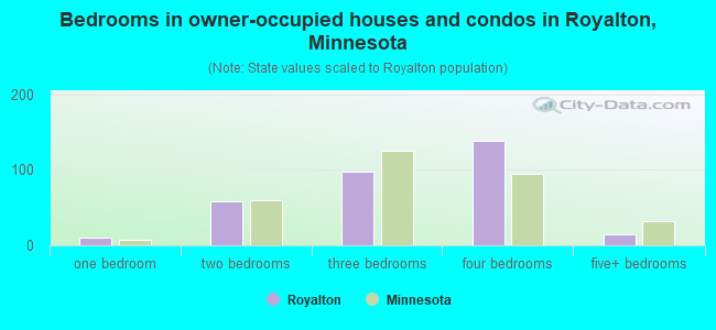 Bedrooms in owner-occupied houses and condos in Royalton, Minnesota