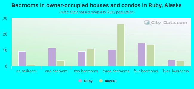 Bedrooms in owner-occupied houses and condos in Ruby, Alaska