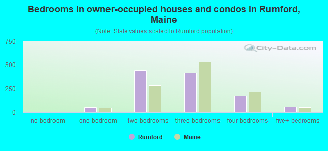 Bedrooms in owner-occupied houses and condos in Rumford, Maine