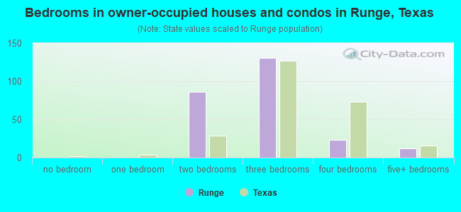 Bedrooms in owner-occupied houses and condos in Runge, Texas