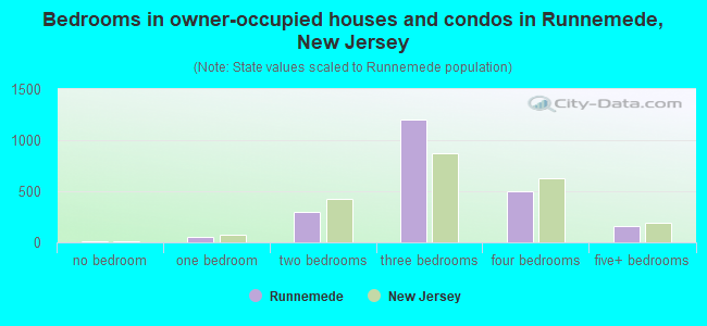 Bedrooms in owner-occupied houses and condos in Runnemede, New Jersey