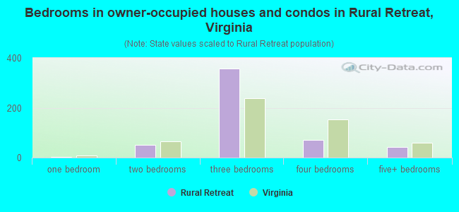 Bedrooms in owner-occupied houses and condos in Rural Retreat, Virginia