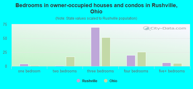 Bedrooms in owner-occupied houses and condos in Rushville, Ohio