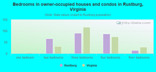 Bedrooms in owner-occupied houses and condos in Rustburg, Virginia