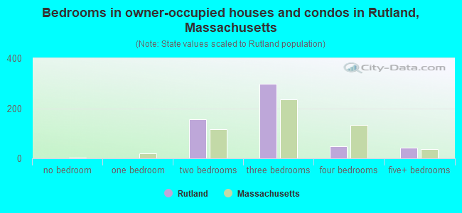 Bedrooms in owner-occupied houses and condos in Rutland, Massachusetts