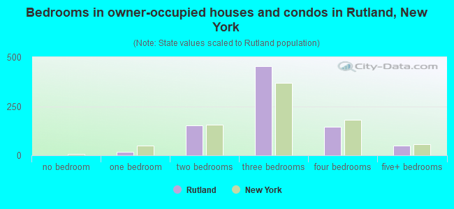 Bedrooms in owner-occupied houses and condos in Rutland, New York