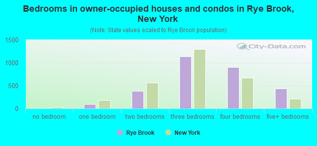 Bedrooms in owner-occupied houses and condos in Rye Brook, New York