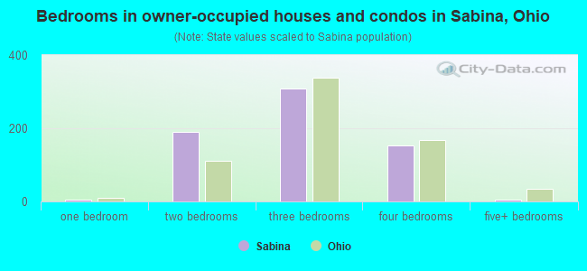 Bedrooms in owner-occupied houses and condos in Sabina, Ohio