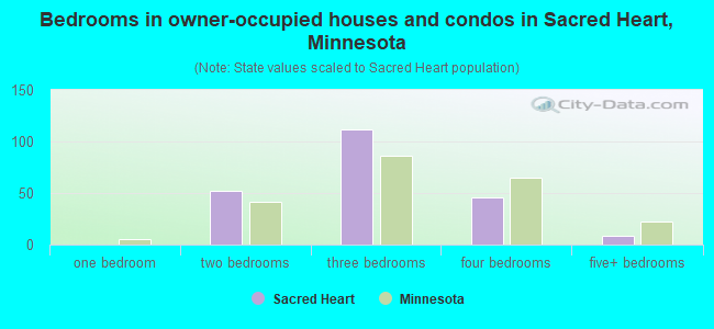 Bedrooms in owner-occupied houses and condos in Sacred Heart, Minnesota