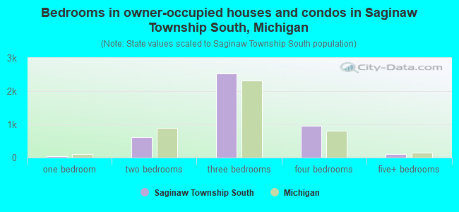 Bedrooms in owner-occupied houses and condos in Saginaw Township South, Michigan