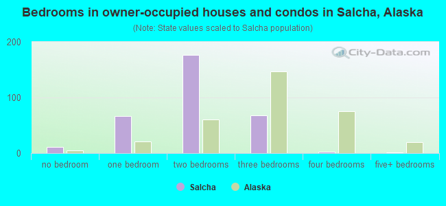Bedrooms in owner-occupied houses and condos in Salcha, Alaska