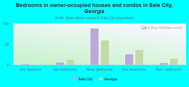 Bedrooms in owner-occupied houses and condos in Sale City, Georgia